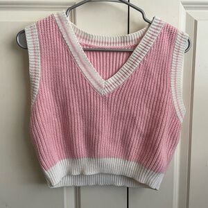 Amazon Pink and White Ribbed Tank Top